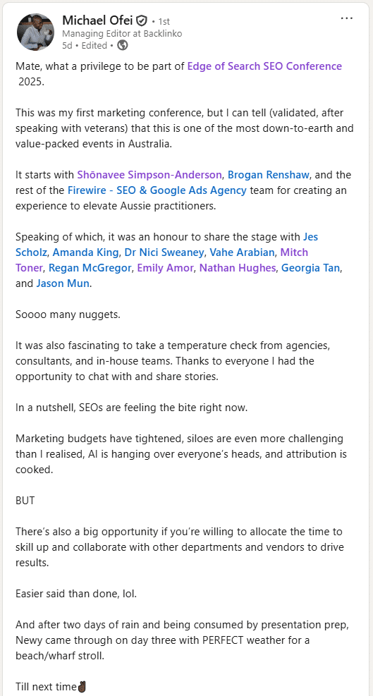 Attendee review
